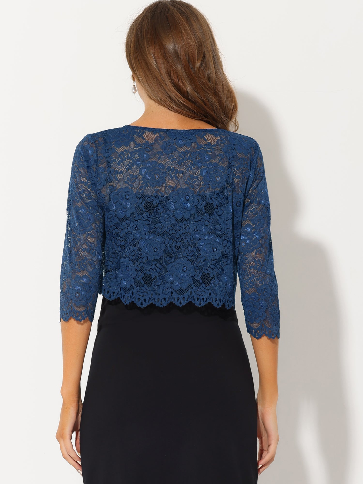 Elegant Sheer Floral Lace Cropped Bolero Shrug