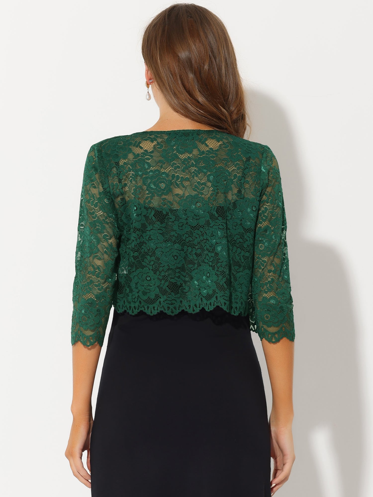 Elegant Sheer Floral Lace Cropped Bolero Shrug