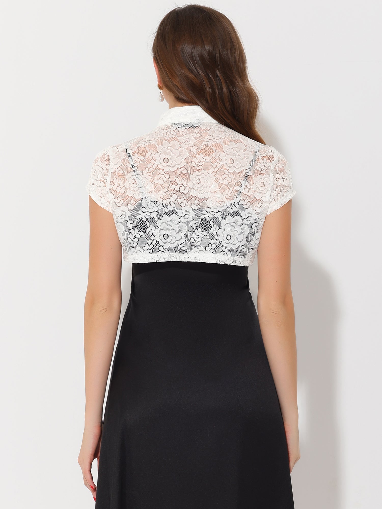 Lace Cardigan Stand Collar Short Elegant Shrug