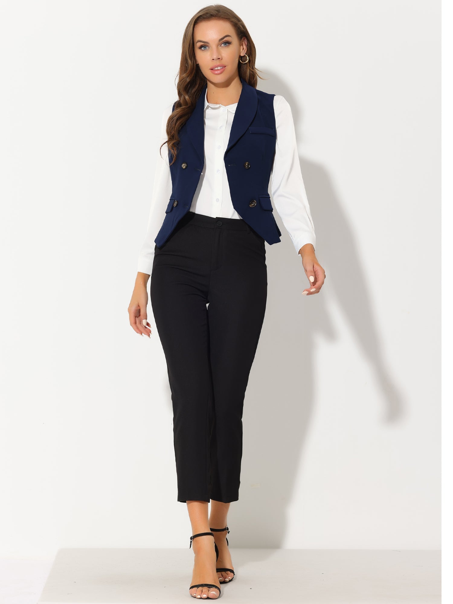 Lapel Collar Dressy Versatile Racerback Suit Vest Waistcoat