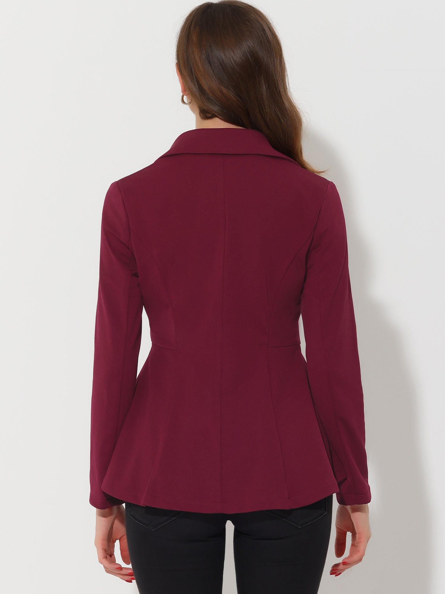 Steampunk High Low Hem Long Sleeve Peplum Jacket