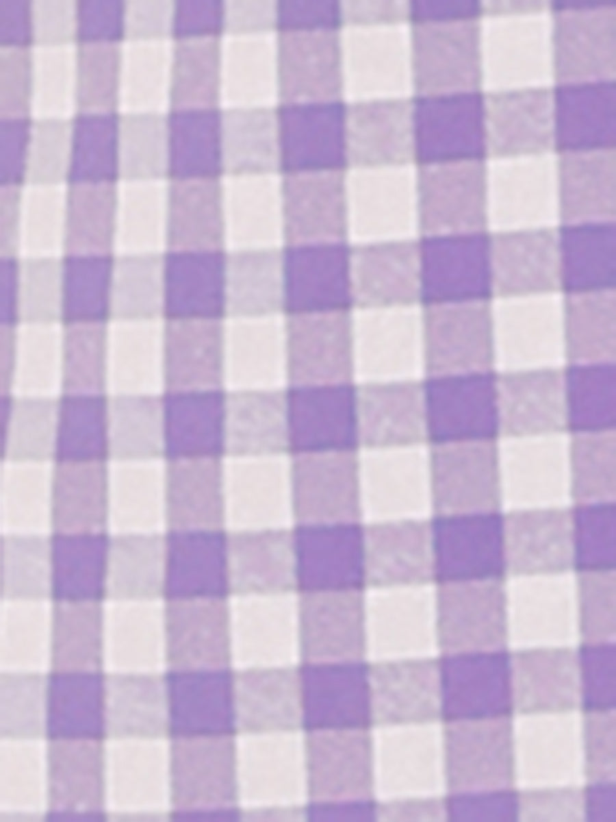 Summer Ruffle Neck Lace Panel Short Sleeve Check Gingham Dress