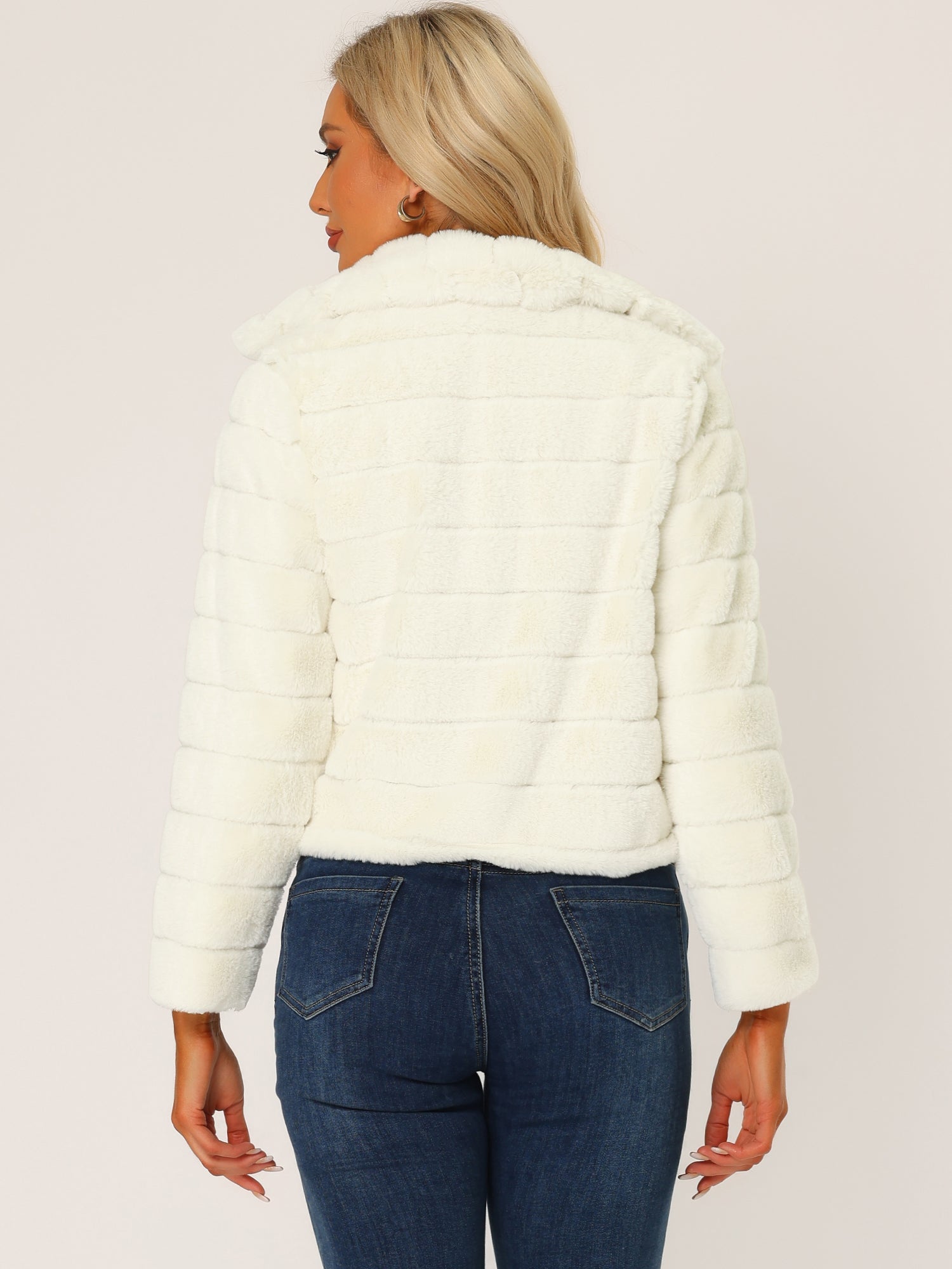 Fluffy Collar Warm Winter Cropped Faux Fur Coat