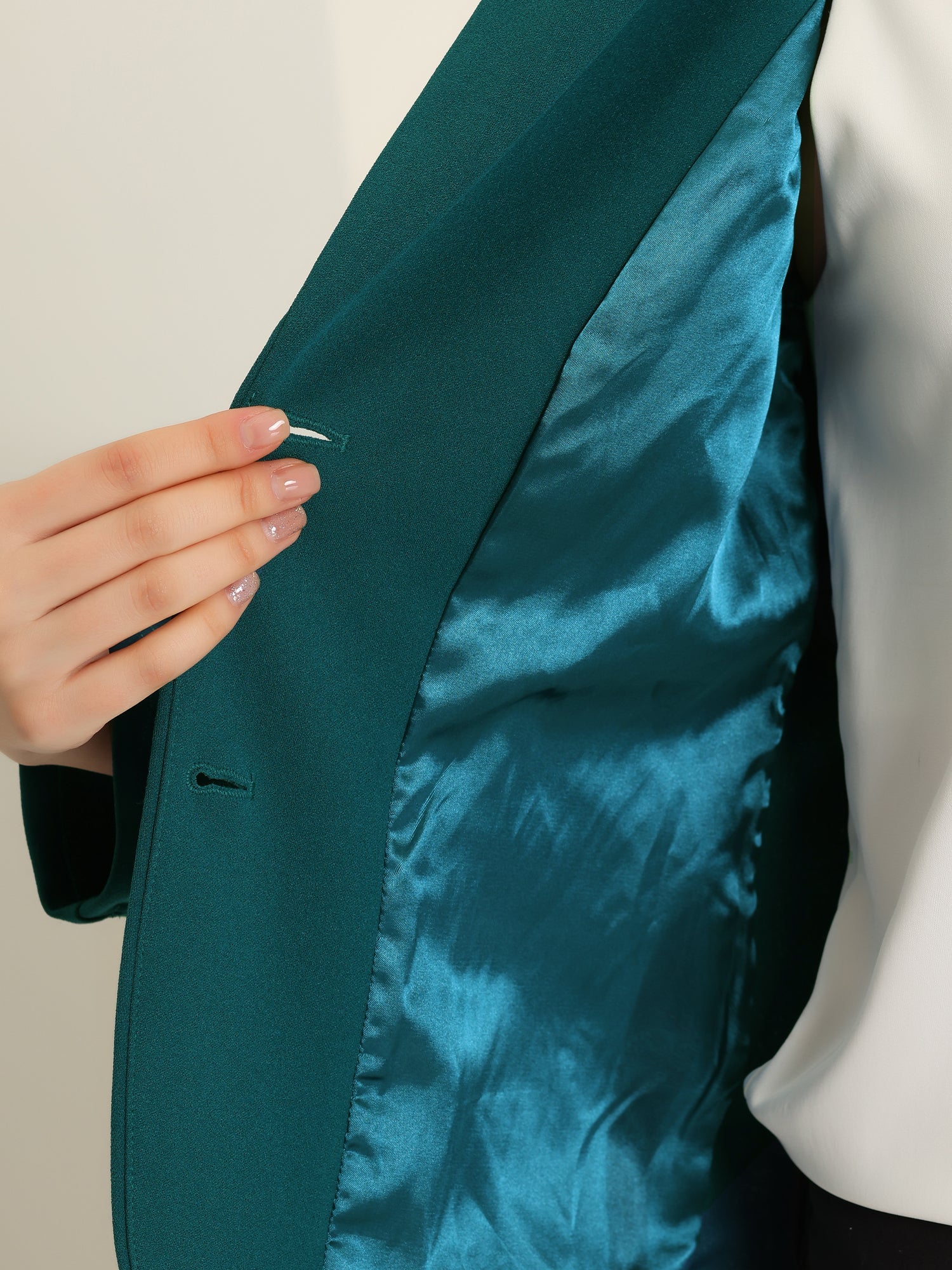 Stretch Notched Lapel Collar Work Office Jacket Blazer