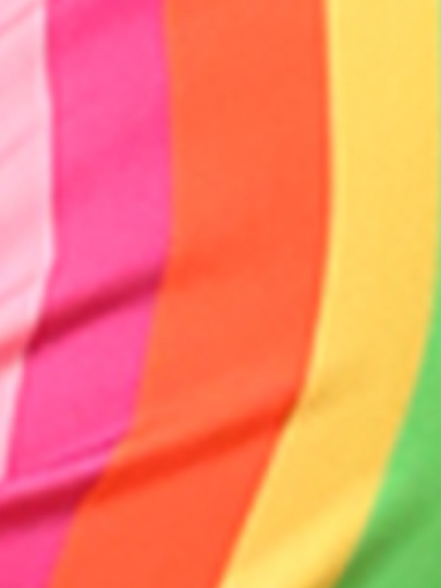 Summer Casual Beach V Neck Tie Front Rainbow Spaghetti Strap Dress