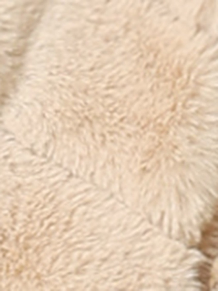 Winter Warm Cropped Collarless Faux Fur Fluffy Jacket