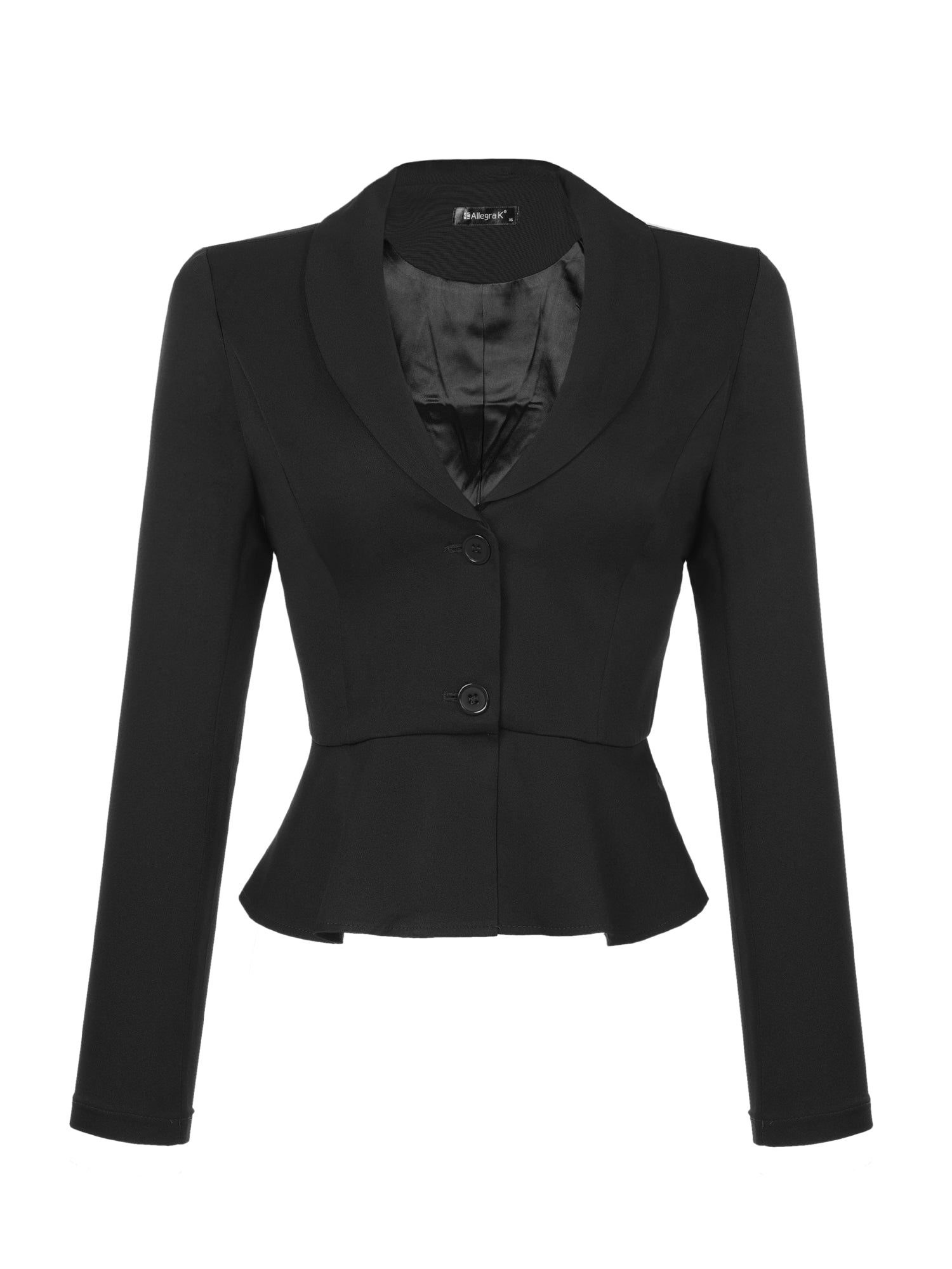 Vintage Lapel Long Sleeve Ruffle Hem Office Cropped Blazer