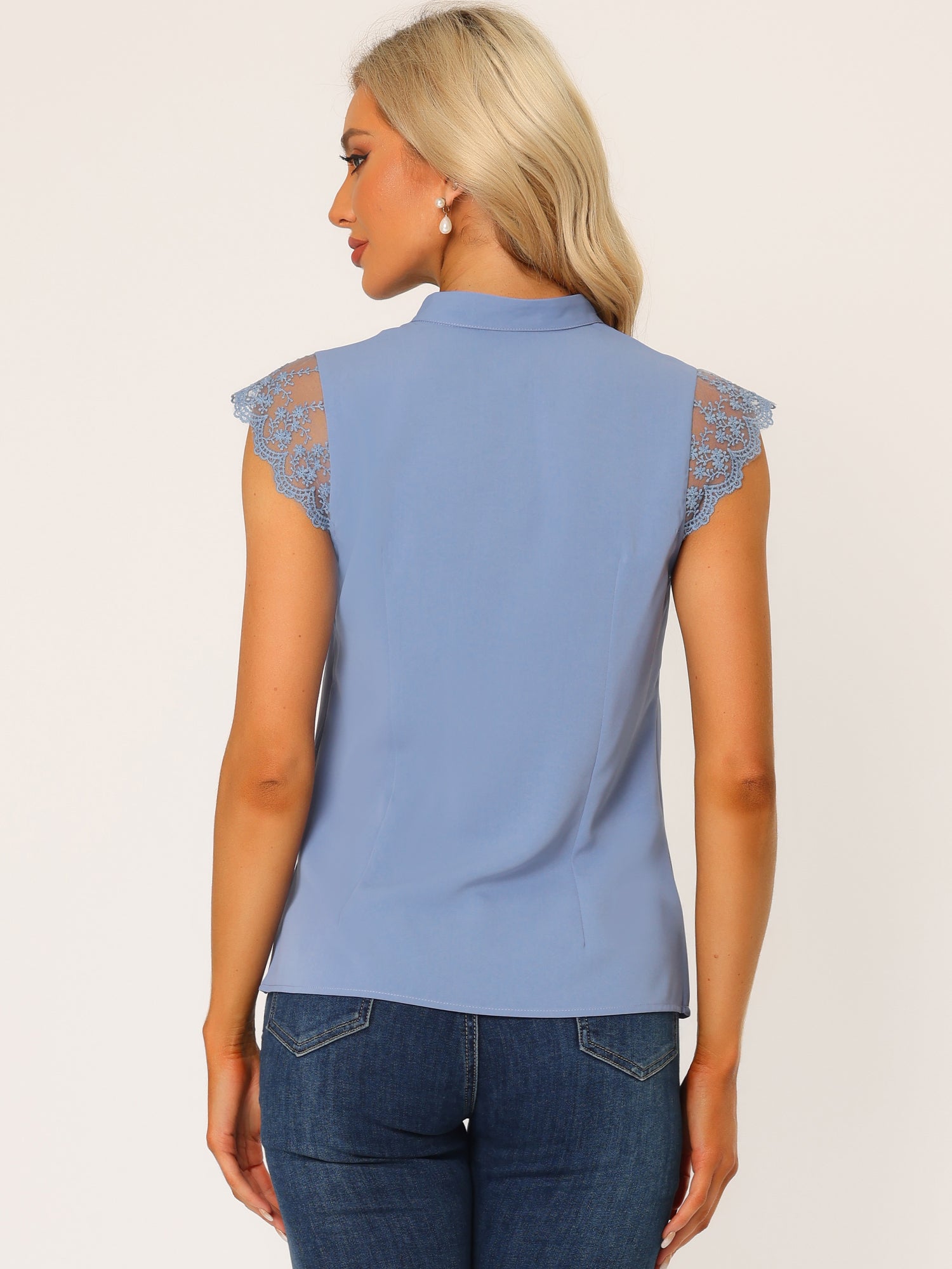 Work Top Office Lace Cap Sleeve Basic Shirt Blouse