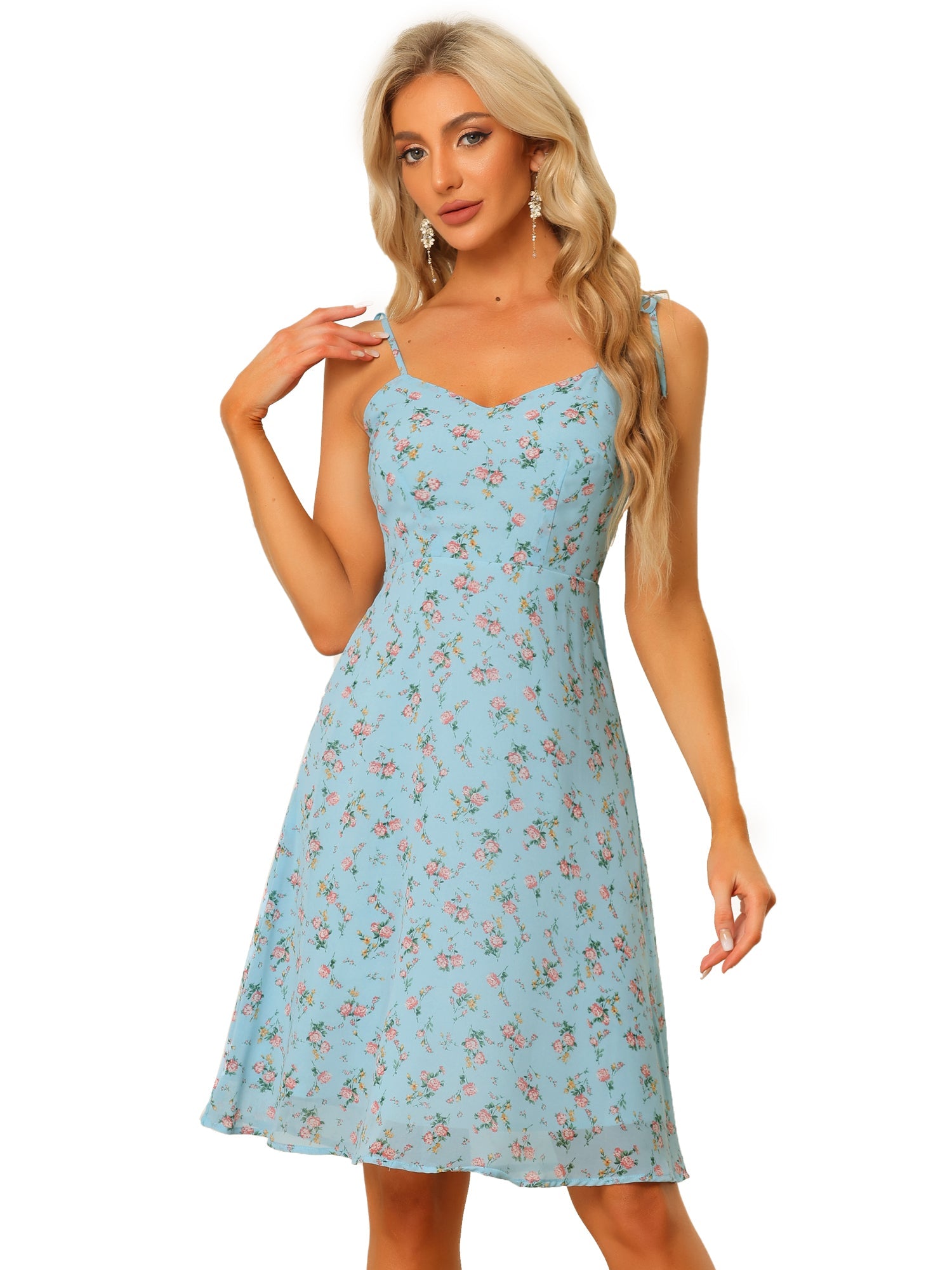 Spaghetti Strap Dress A-Line Smocked Beach Summer Floral Sundress