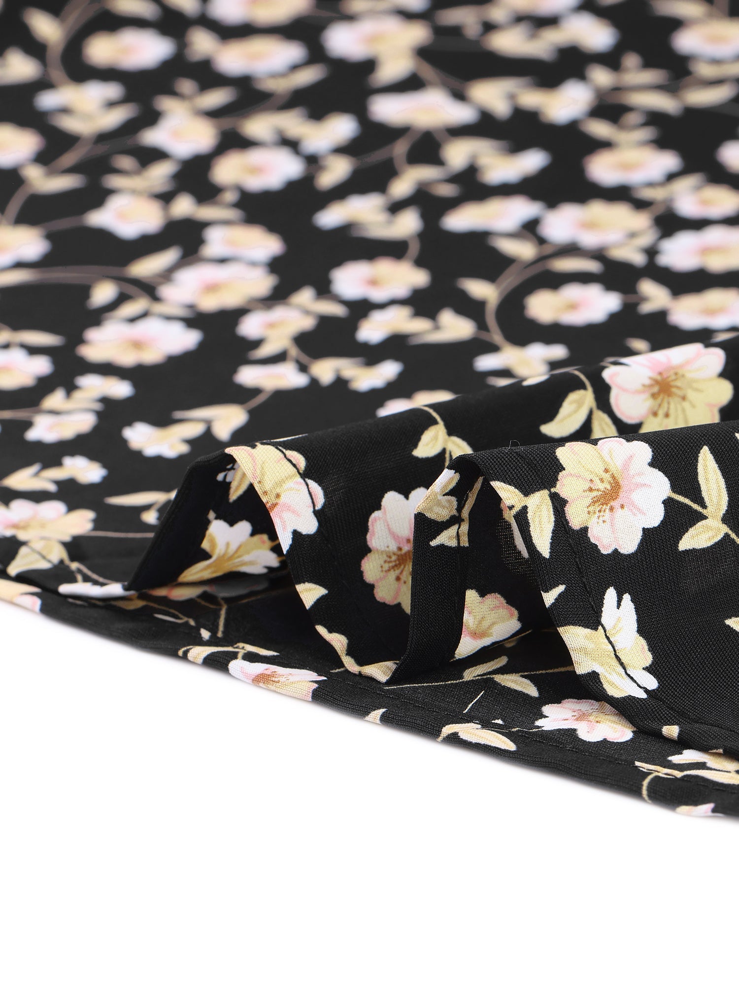 Square Neck Puff Sleeve Shirred Floral Casual Midi Dress