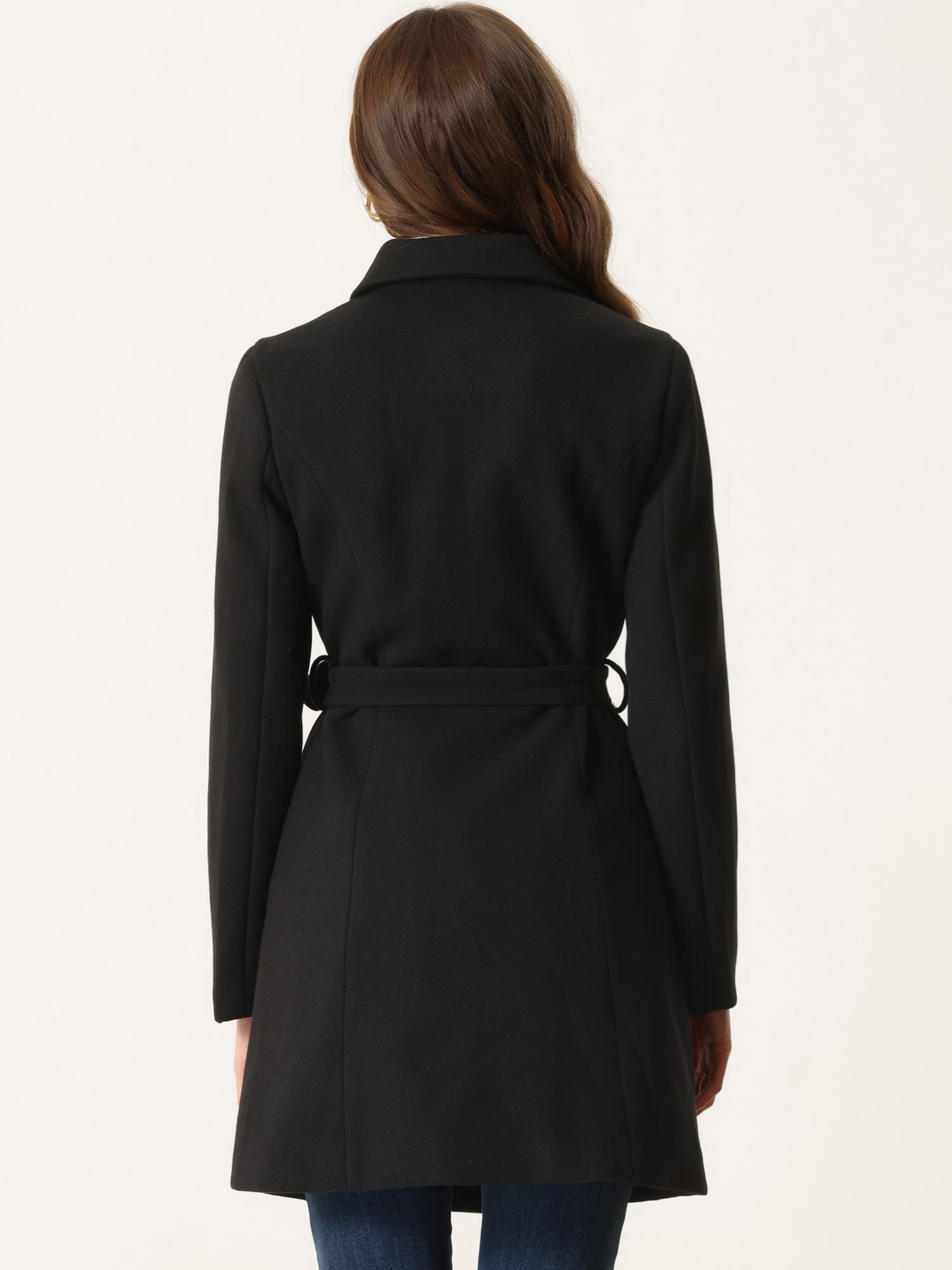 Lapel Double Breasted Slant Pocket Button Belted Pea Coats