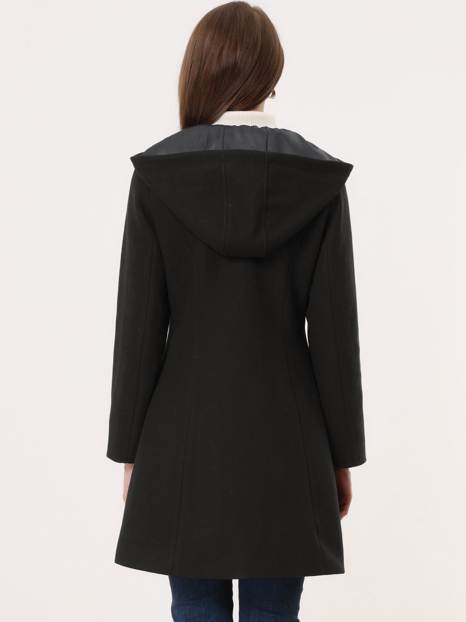 Hooded Toggle Button Up Duffle Coat Winter Outwear
