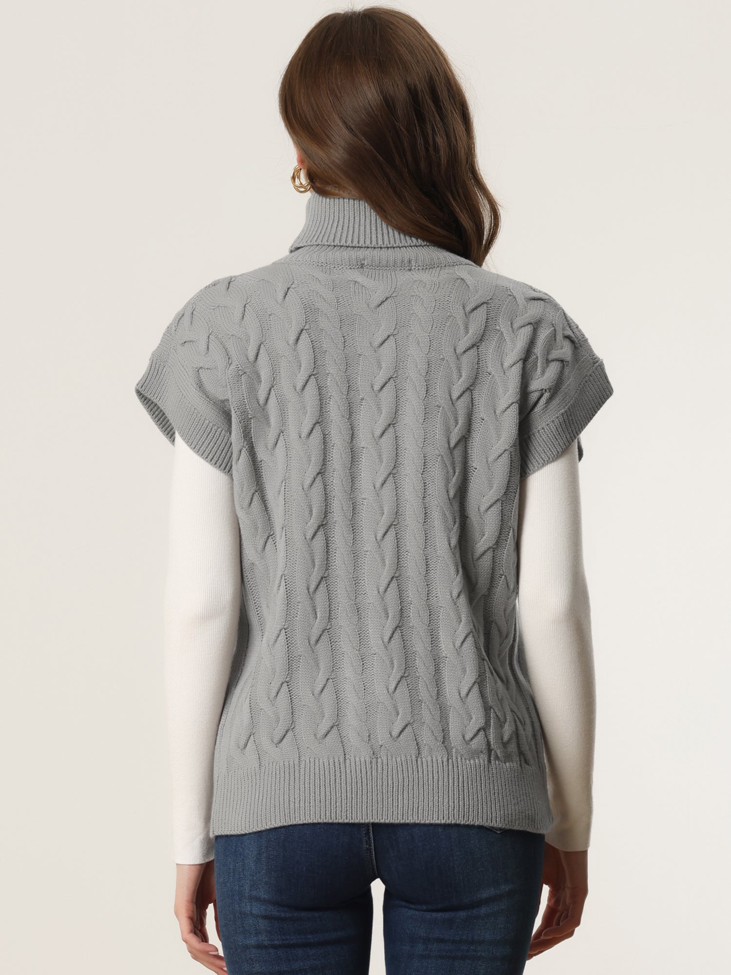 Turtleneck Twist Solid Color Knit Pullover Sweater Vest