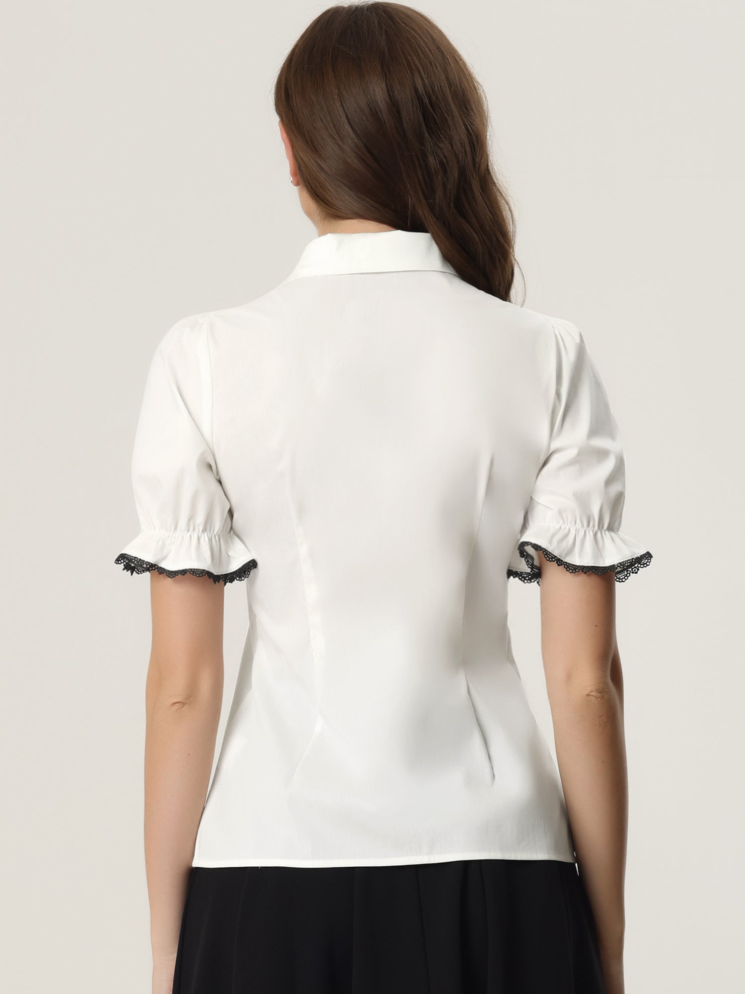 Vintage Peter Pan Collar Blouse Short Sleeve Button Down Shirt