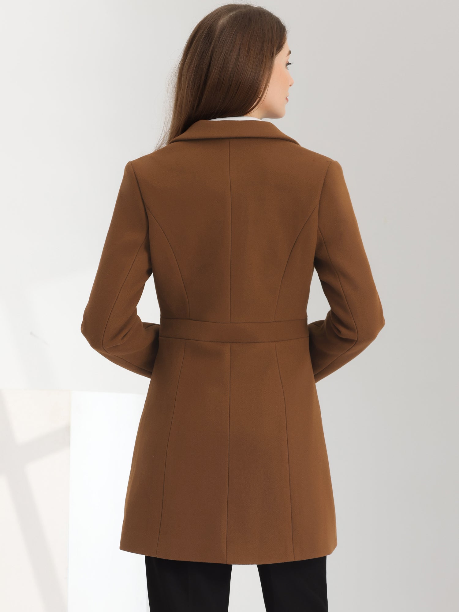 Notched Lapel Single Breasted Button Down Winter Coat