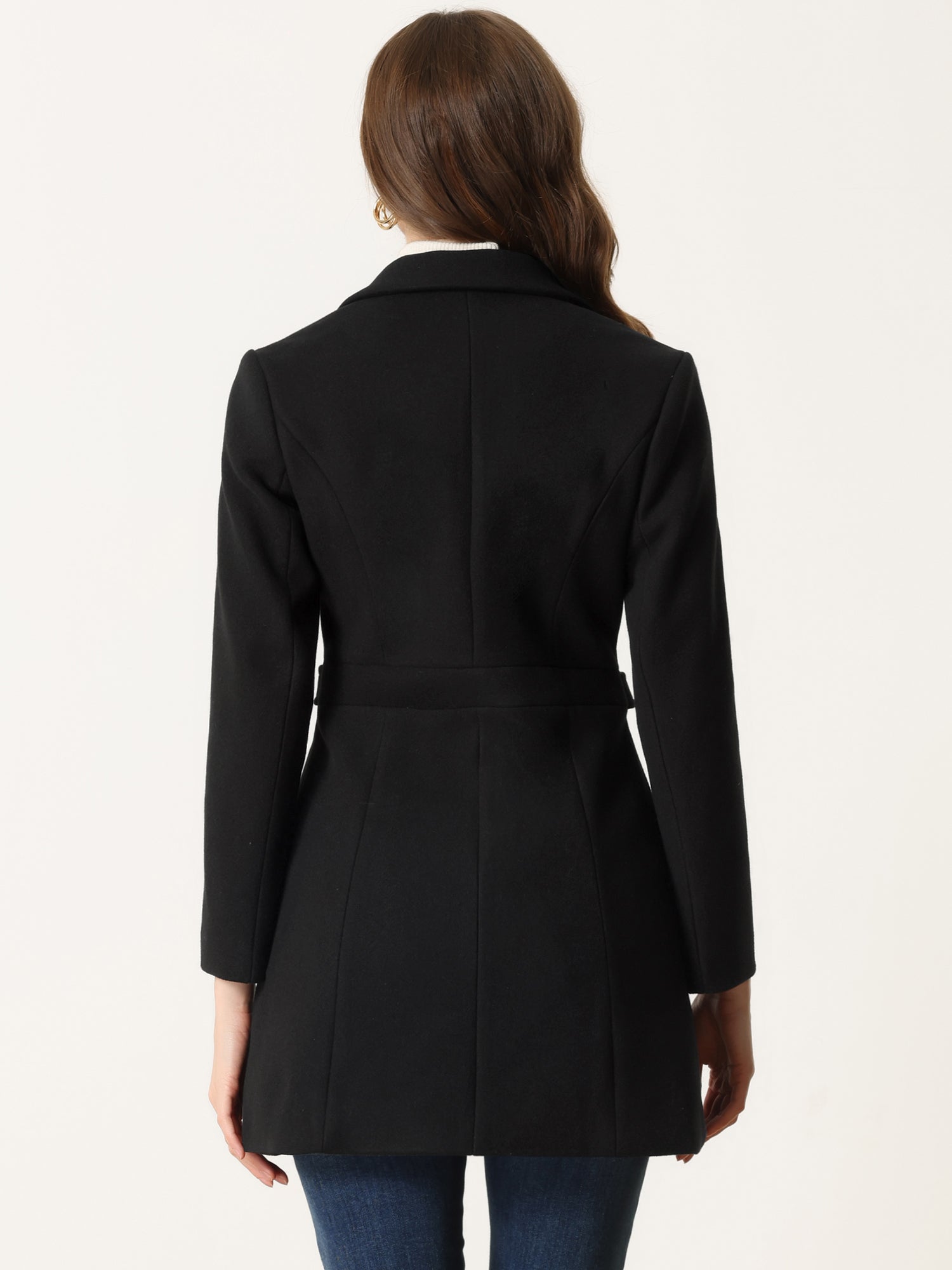 Notched Lapel Single Breasted Button Down Winter Coat