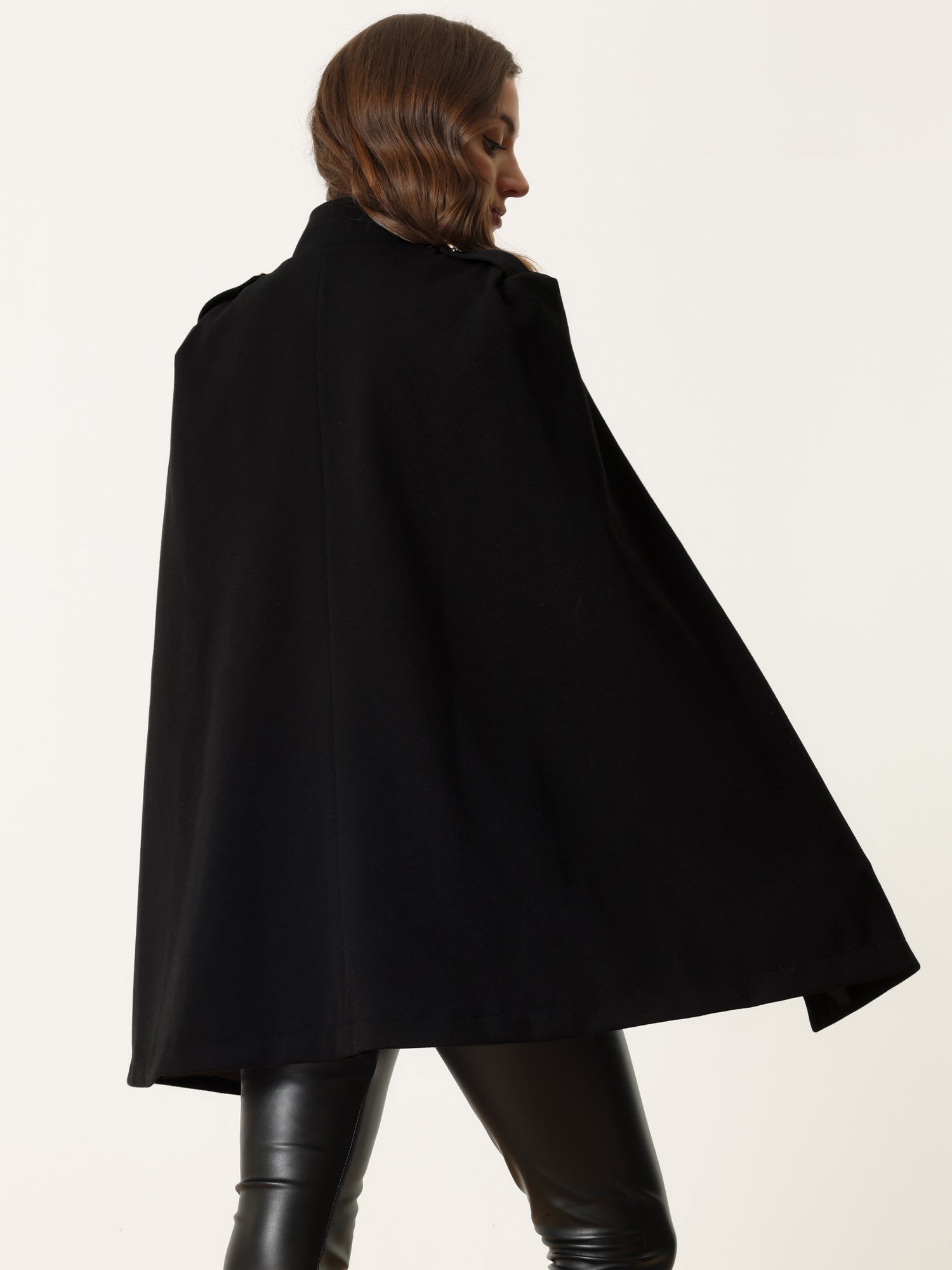 Winter Slit Sleeve Double Breasted Cloak Cape Coat