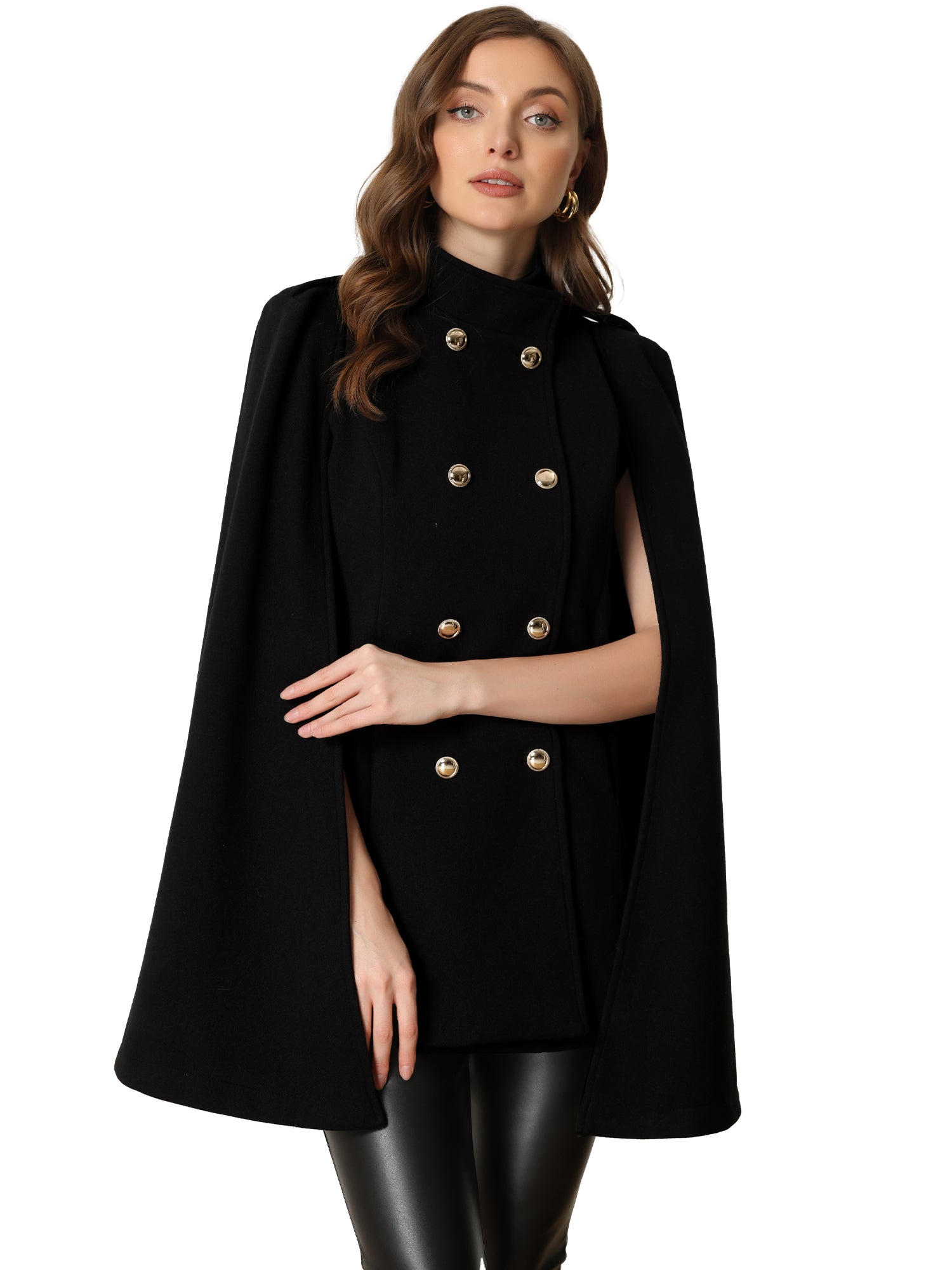 Winter Slit Sleeve Double Breasted Cloak Cape Coat
