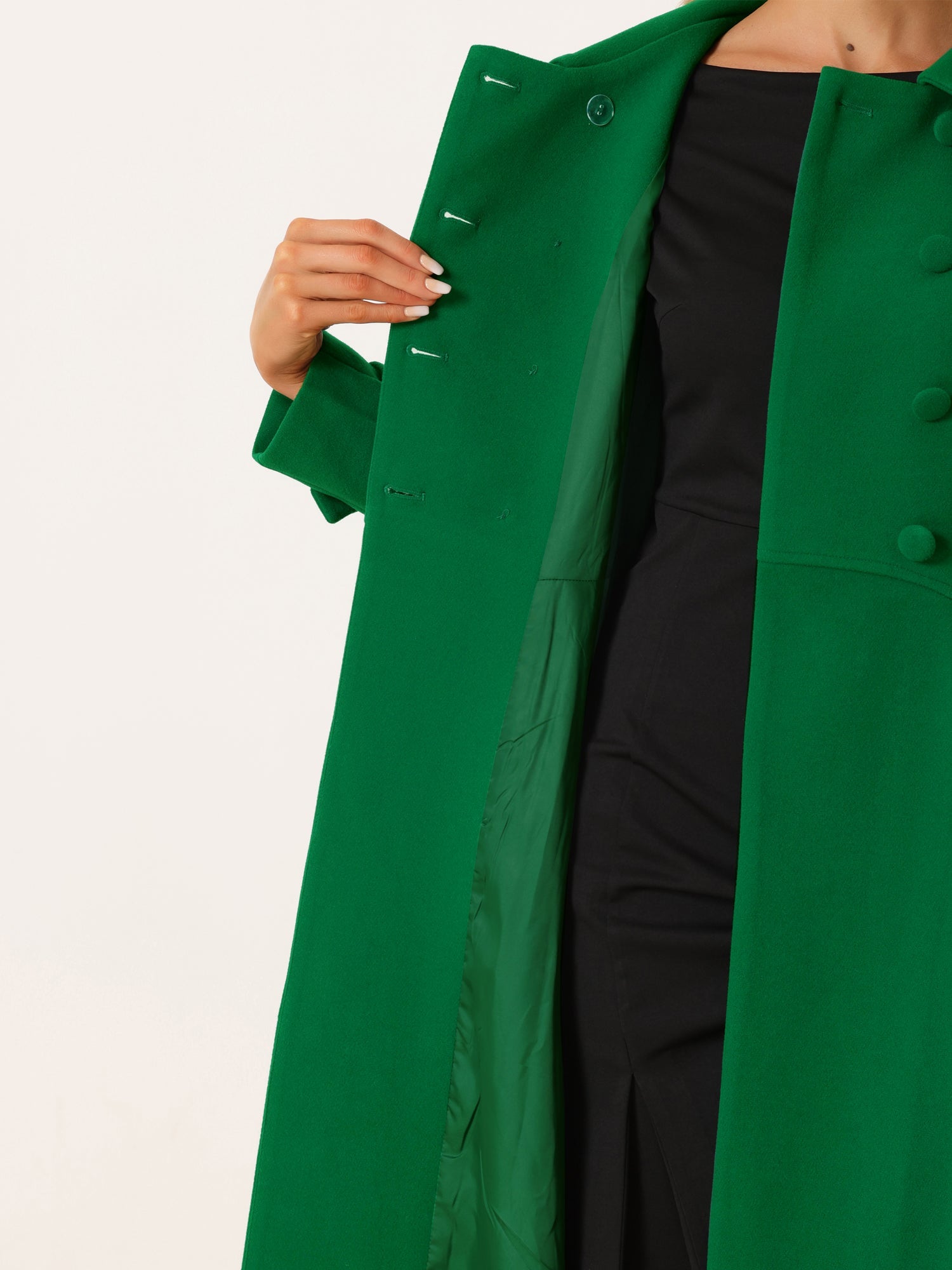 Winter Overcoat Collared A Line Double Breasted Long Coat