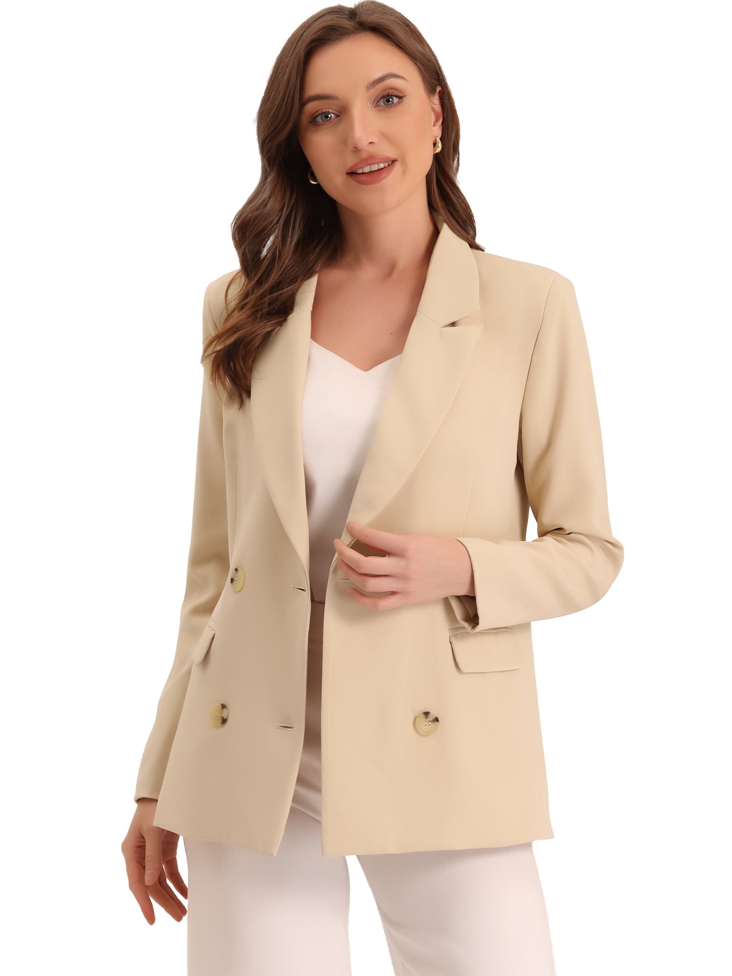 Notched Lapel Double Breasted Work Formal Blazer