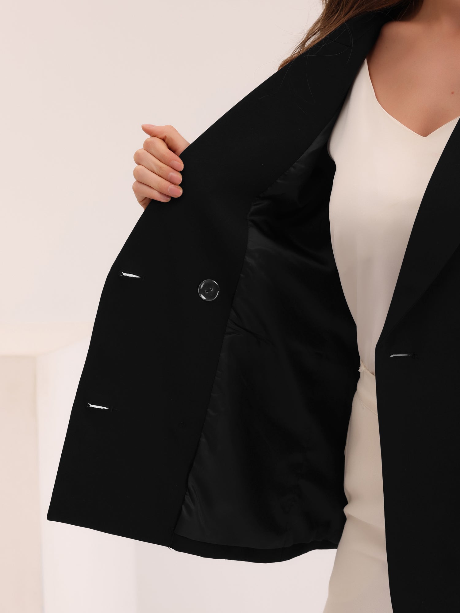 Notched Lapel Double Breasted Work Formal Blazer