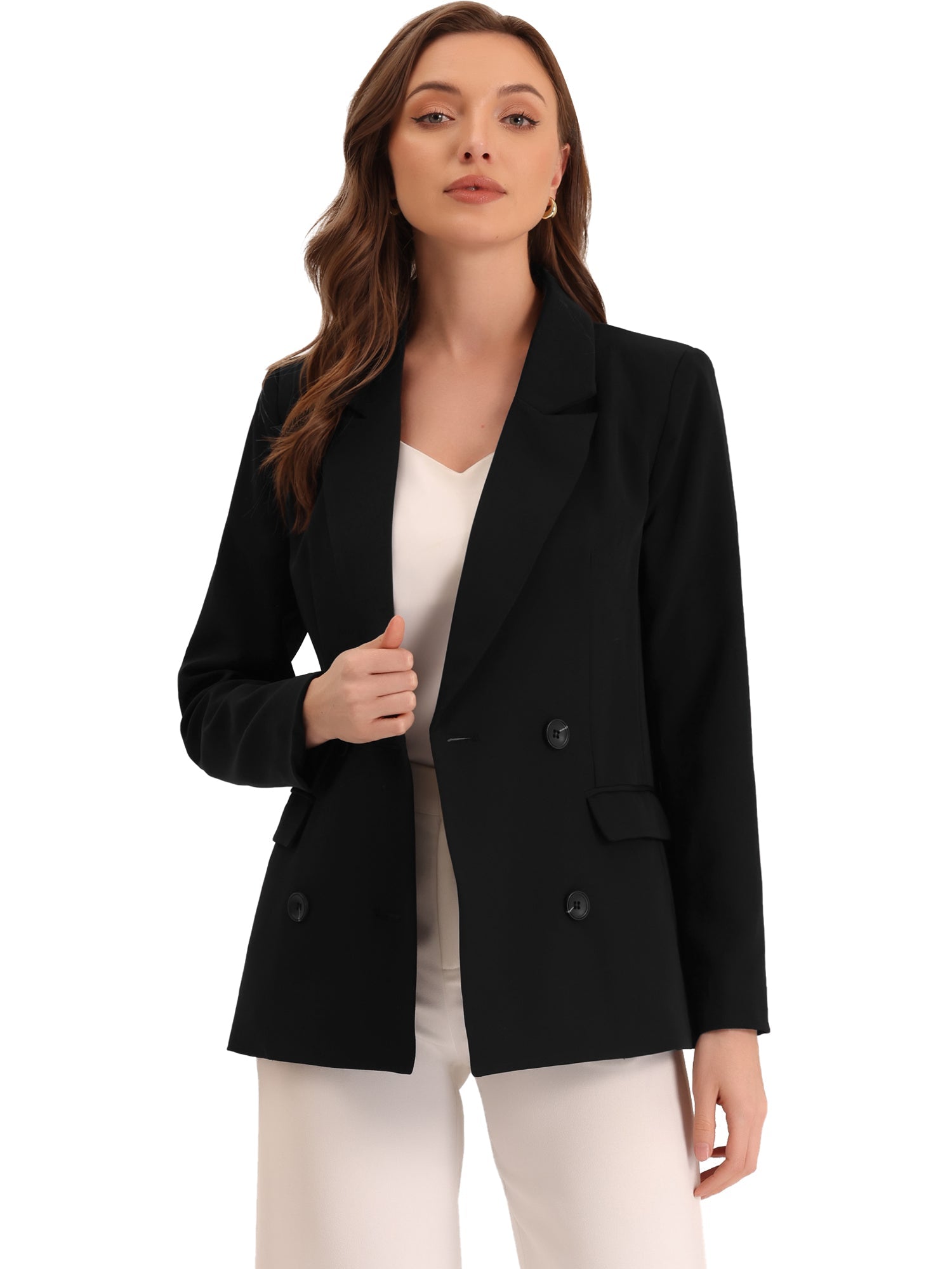 Notched Lapel Double Breasted Work Formal Blazer