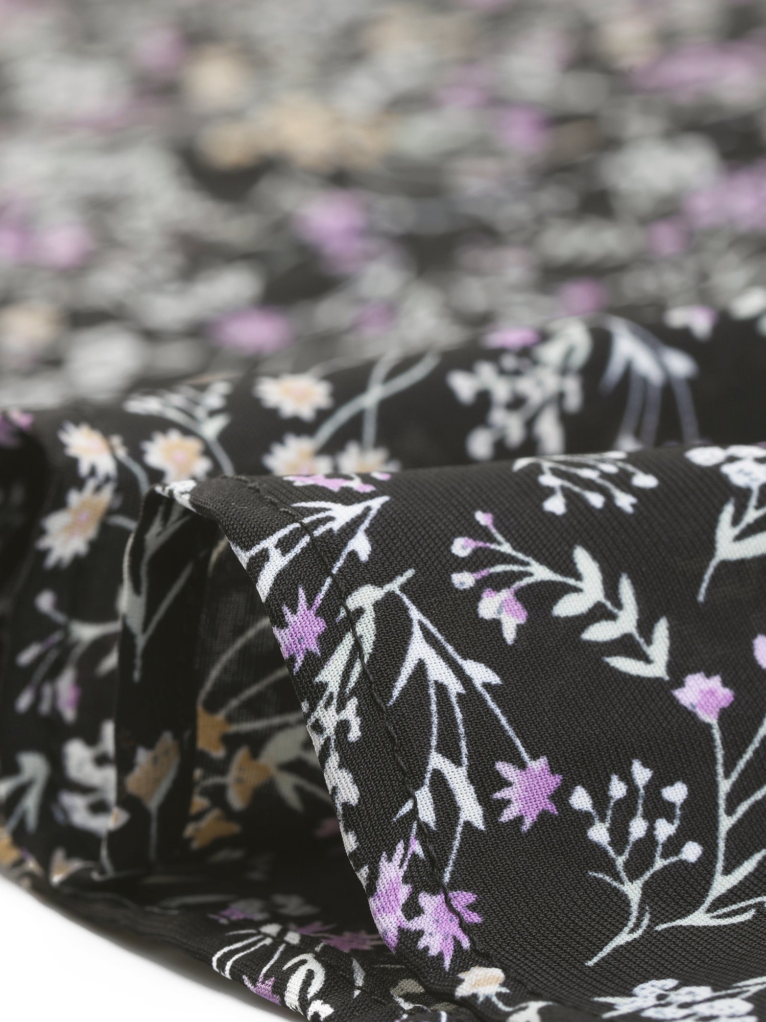 Floral Peasant Elastic Waist A-Line Ditsy Leave Midi Skirt