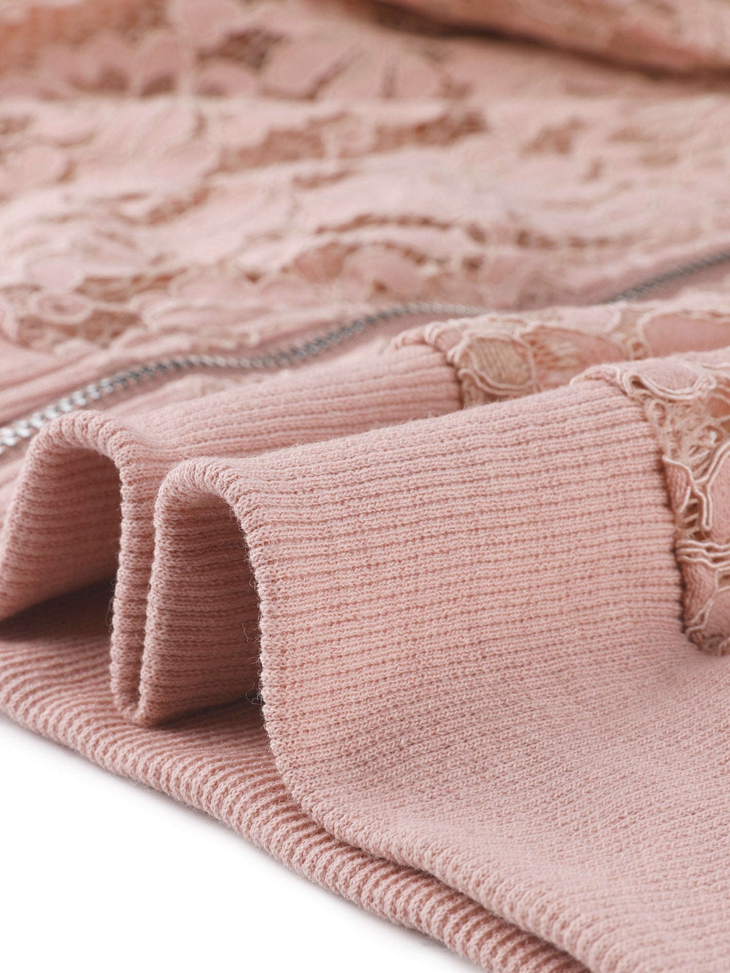 Stand Collar Zip Up Mesh Sheer Lace Crop Bomber Jacket
