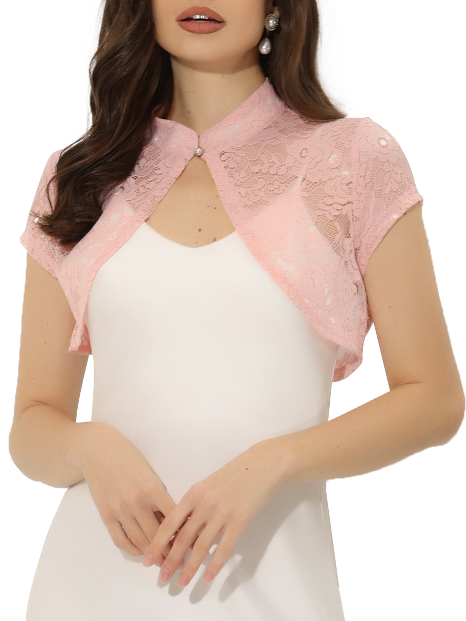 Lace Cardigan Stand Collar Short Elegant Shrug