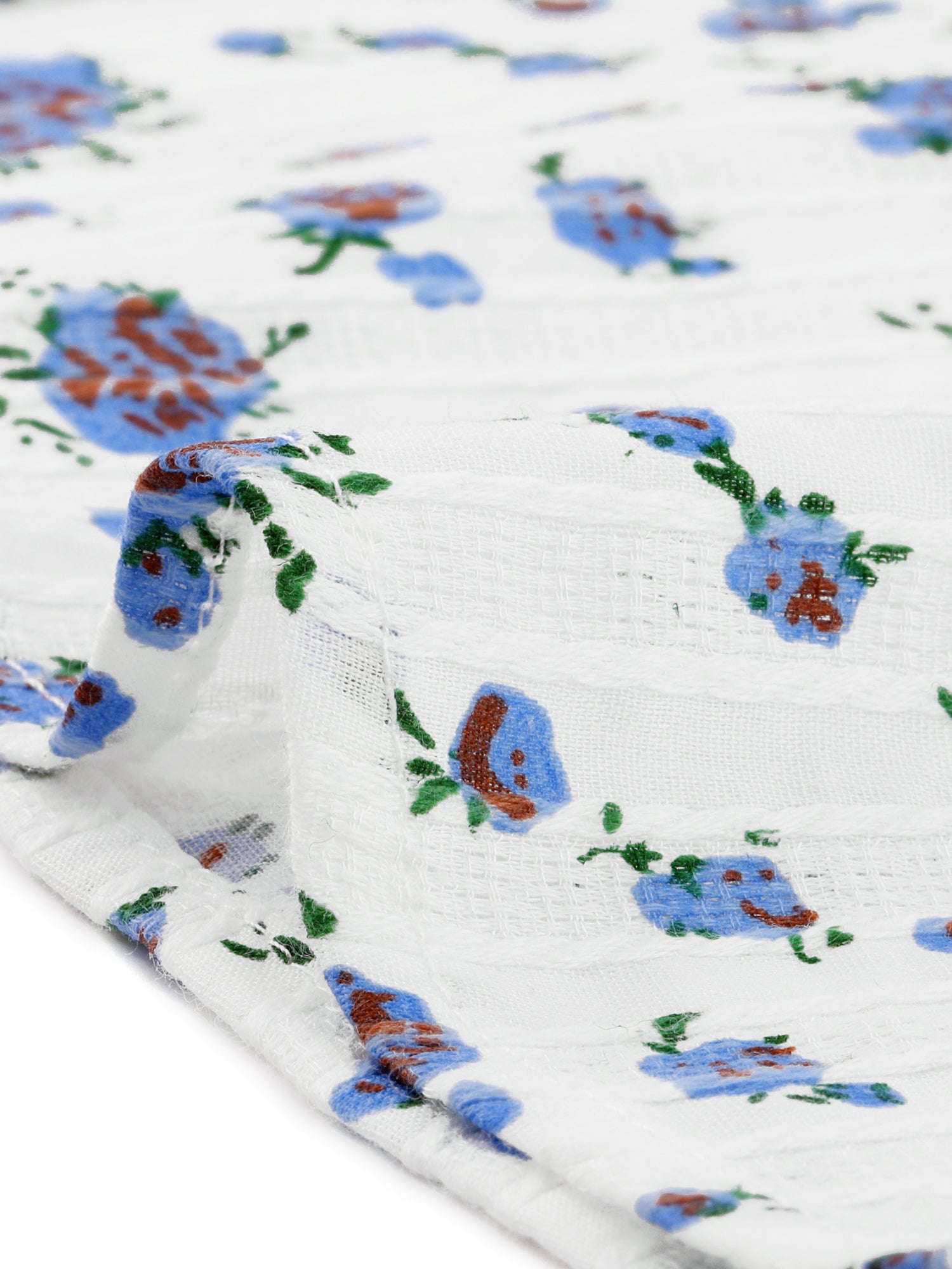 Floral Printed Peter Pan Collar Cotton Short Sleeve Shirt