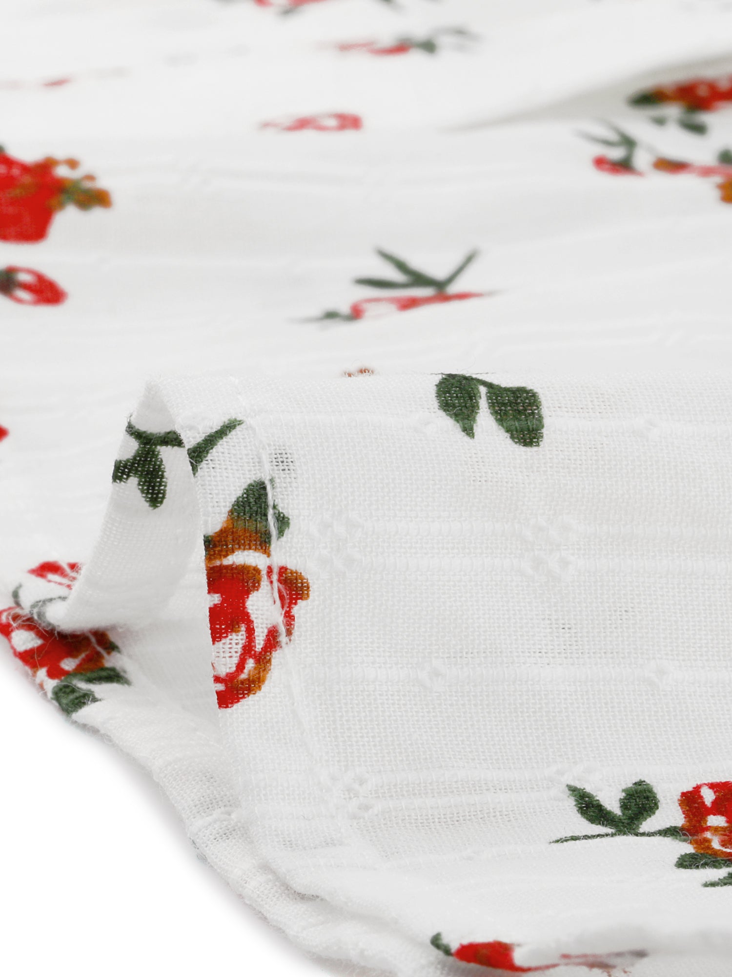Floral Printed Peter Pan Collar Cotton Short Sleeve Shirt