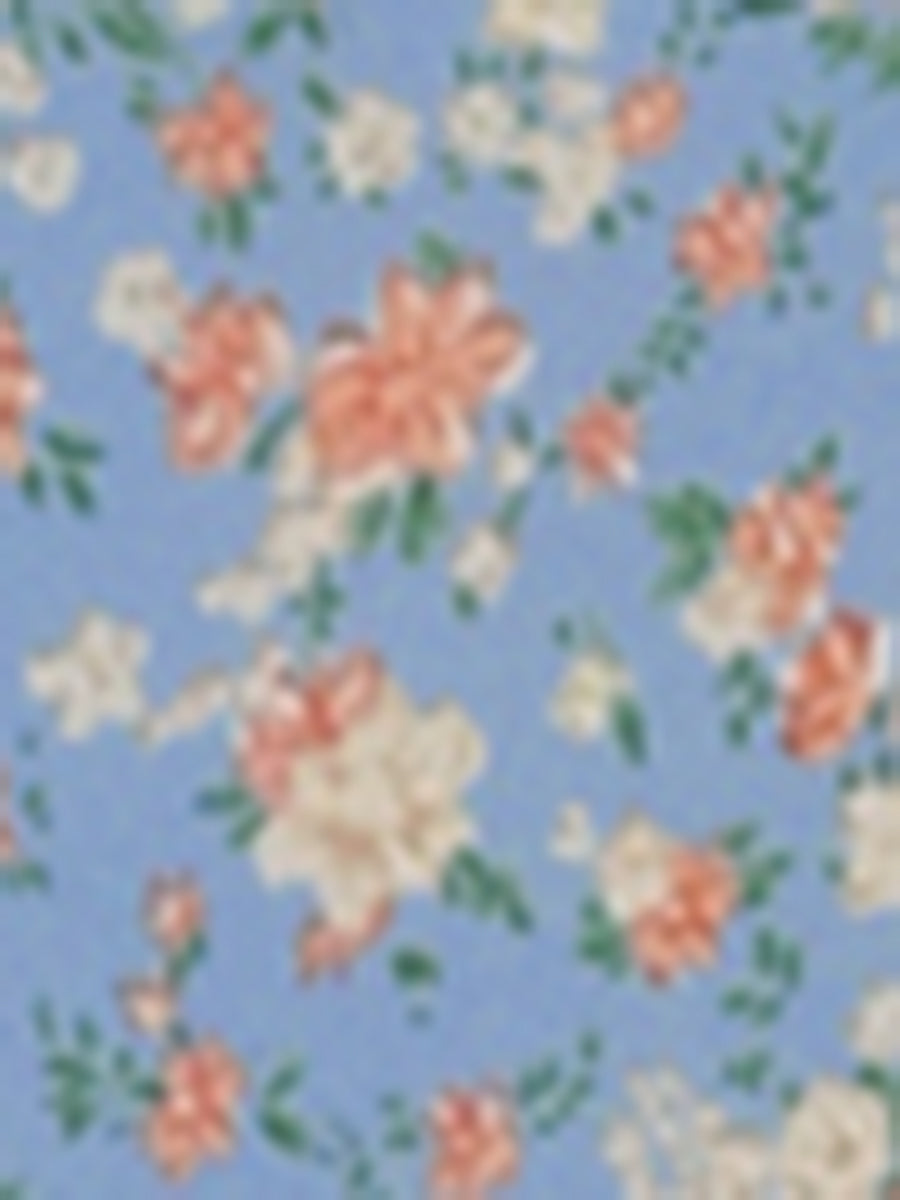 Floral Smocked Elastic Waist Knee Length Ruffle Tiered Skirt