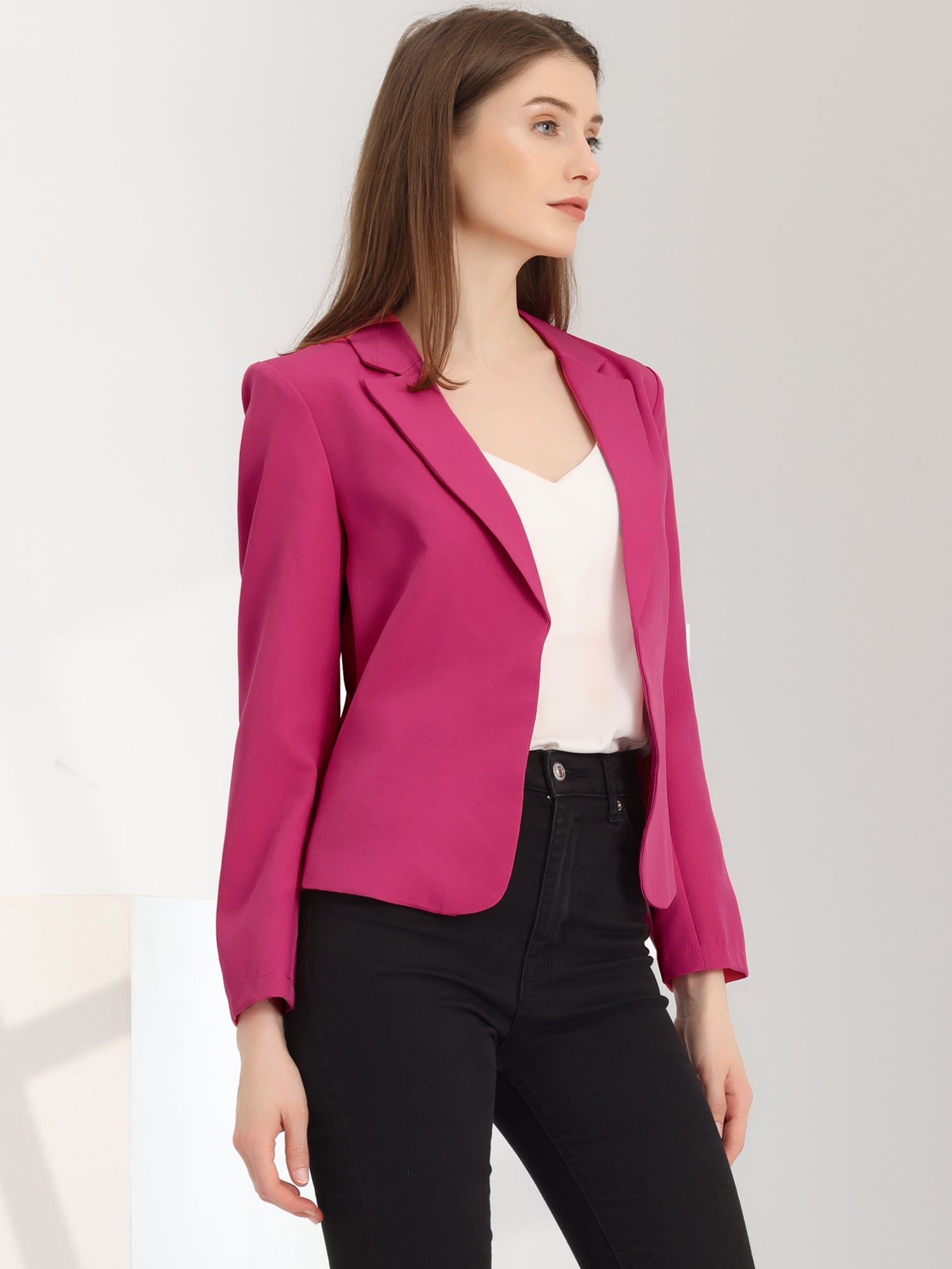 Open Front Office Work Business Crop Suit Blazer Jacket