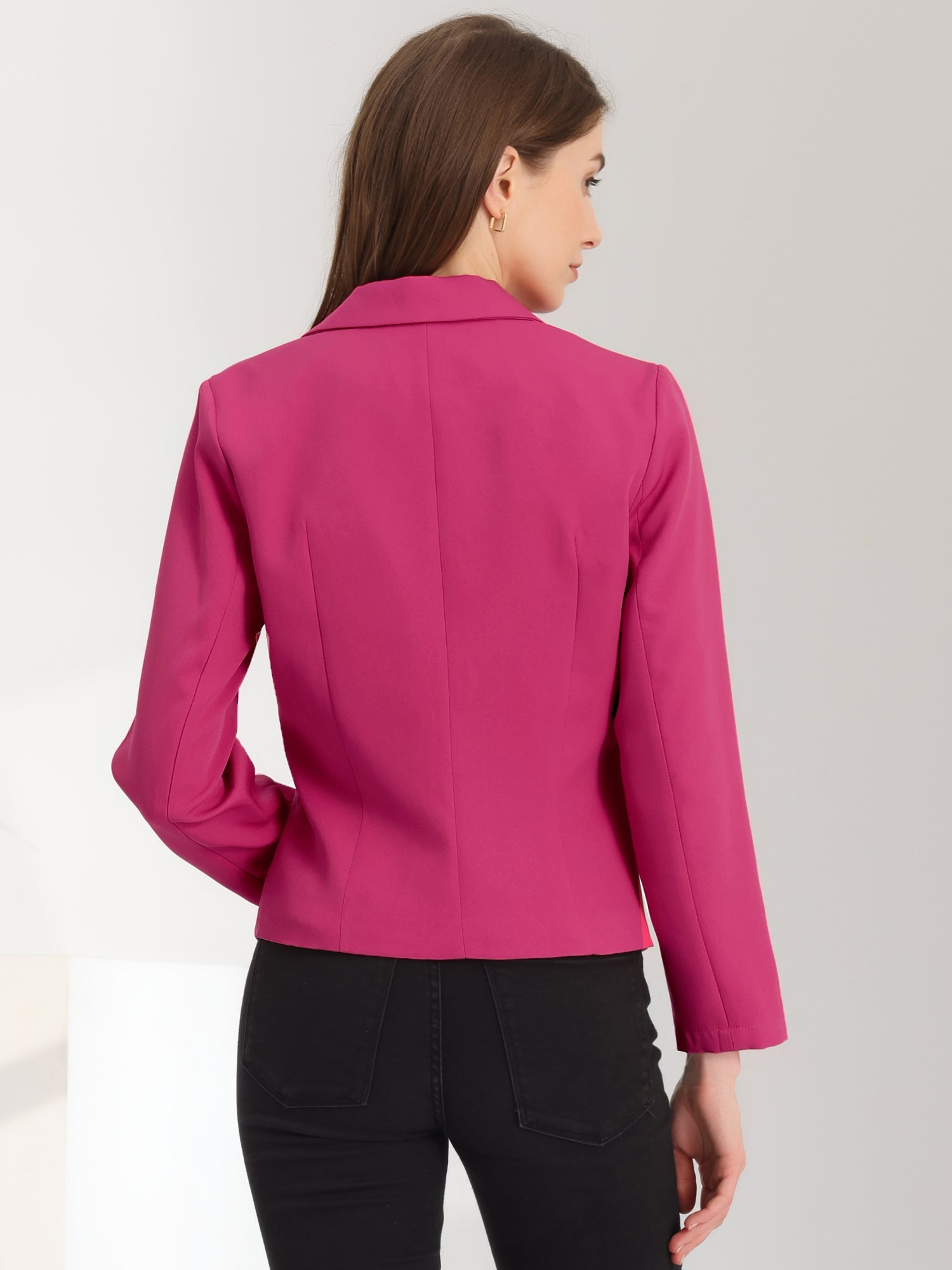 Open Front Office Work Business Crop Suit Blazer Jacket