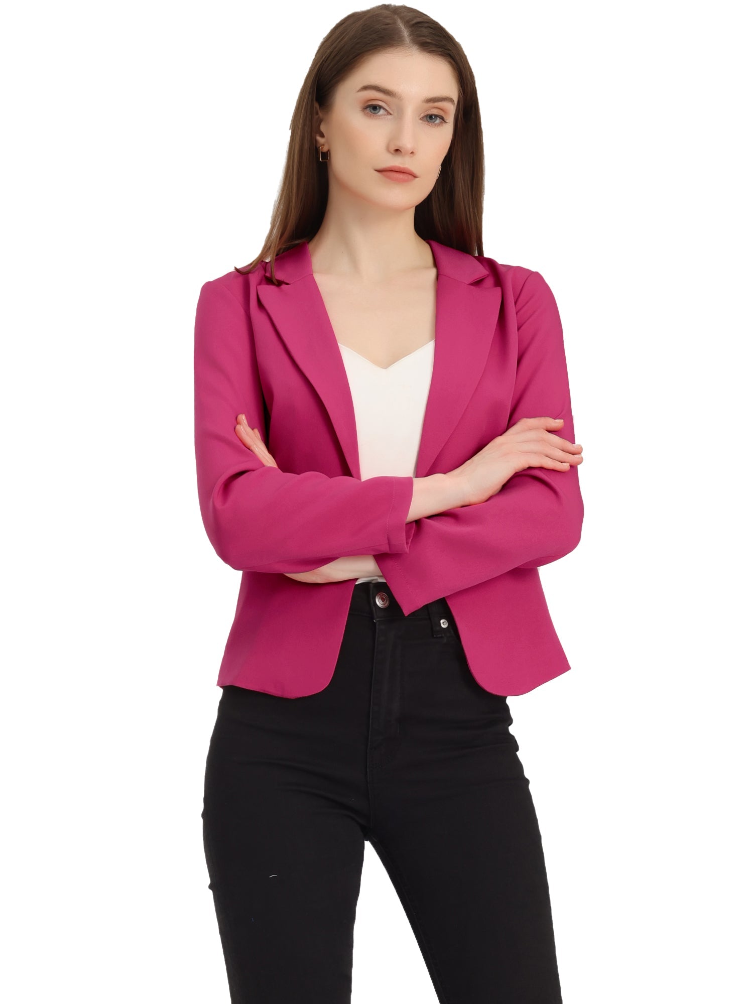 Open Front Office Work Business Crop Suit Blazer Jacket