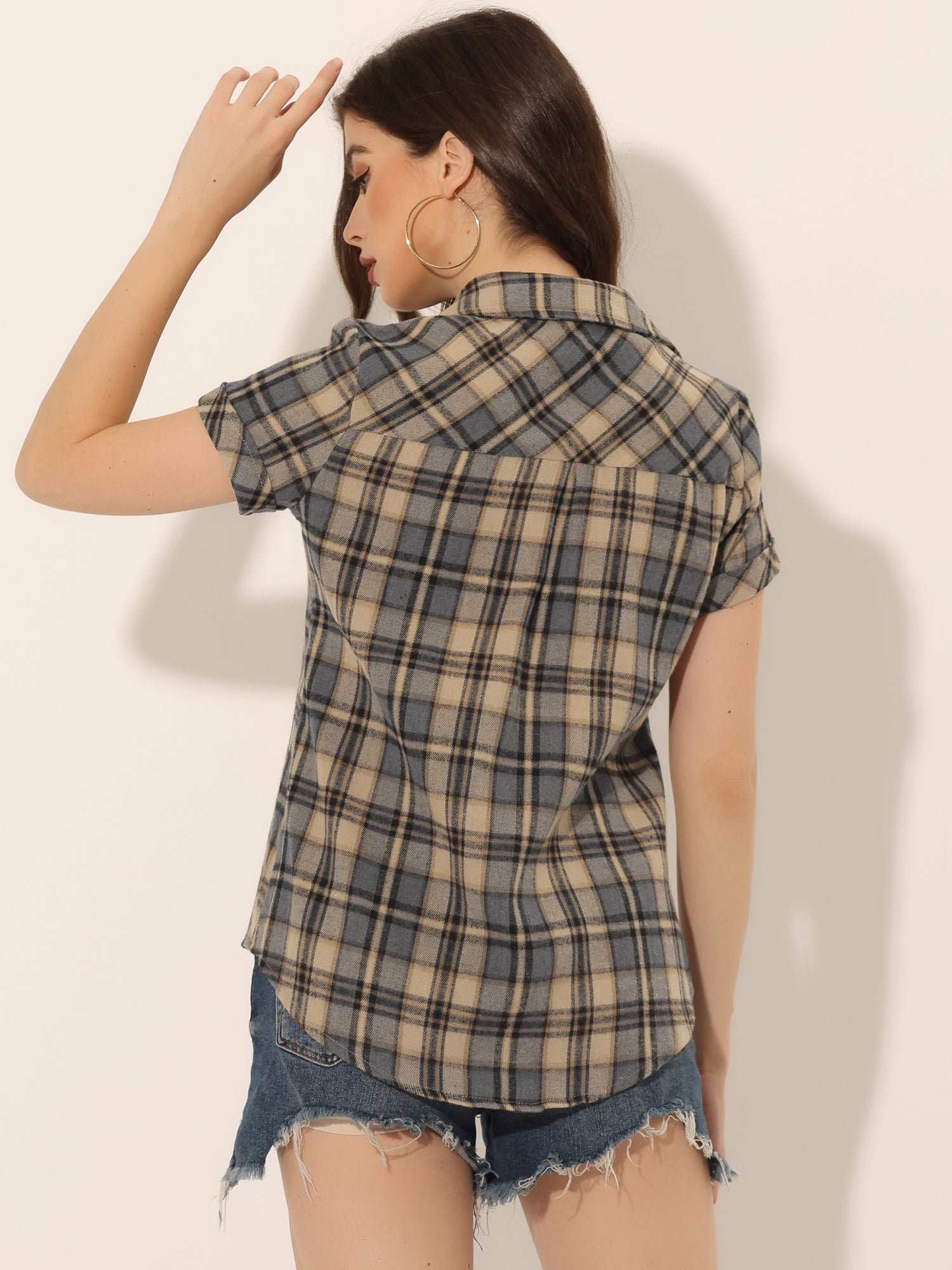 Button Down Cotton Classic Western Plaid Shirt