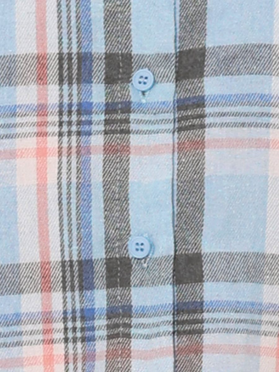 Cotton Classic Button Down Plaid Short Sleeve Shirt
