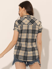Classic Plaid Button Down Short Sleeve Shirt