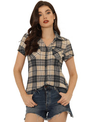 Classic Plaid Button Down Short Sleeve Shirt