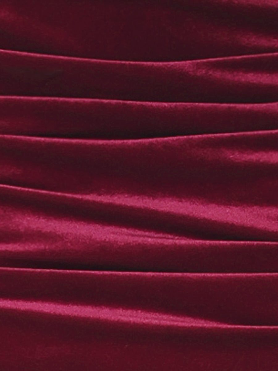 Solid Velvet Party Bodycon Mini Ruched Skirt
