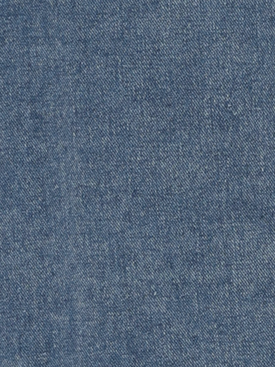 Denim Raw Hem Button Down Midi Jeans Skirt