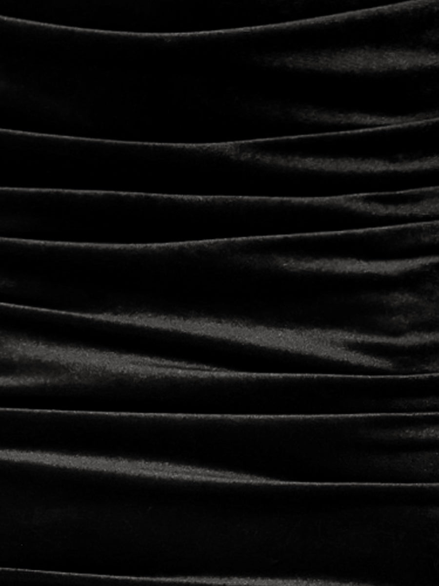 Solid Velvet Party Bodycon Mini Ruched Skirt