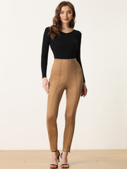 Womens' Velvet Elastic Waist Side Zipper Narrow Leg Skinny Casual Pants