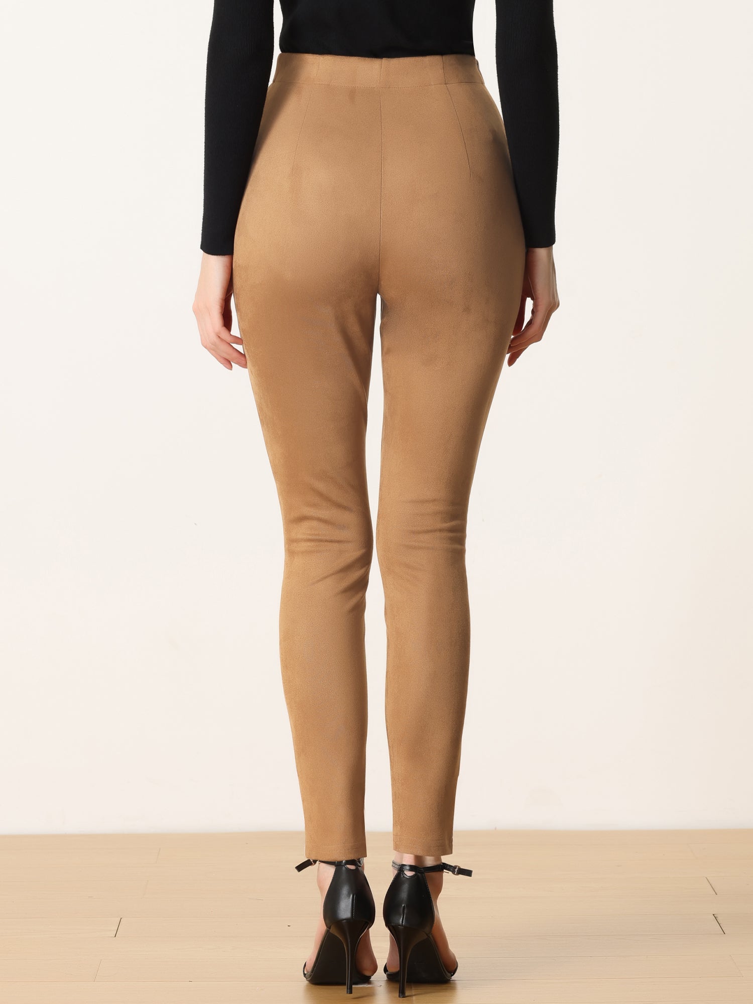 Womens' Velvet Elastic Waist Side Zipper Narrow Leg Skinny Casual Pants
