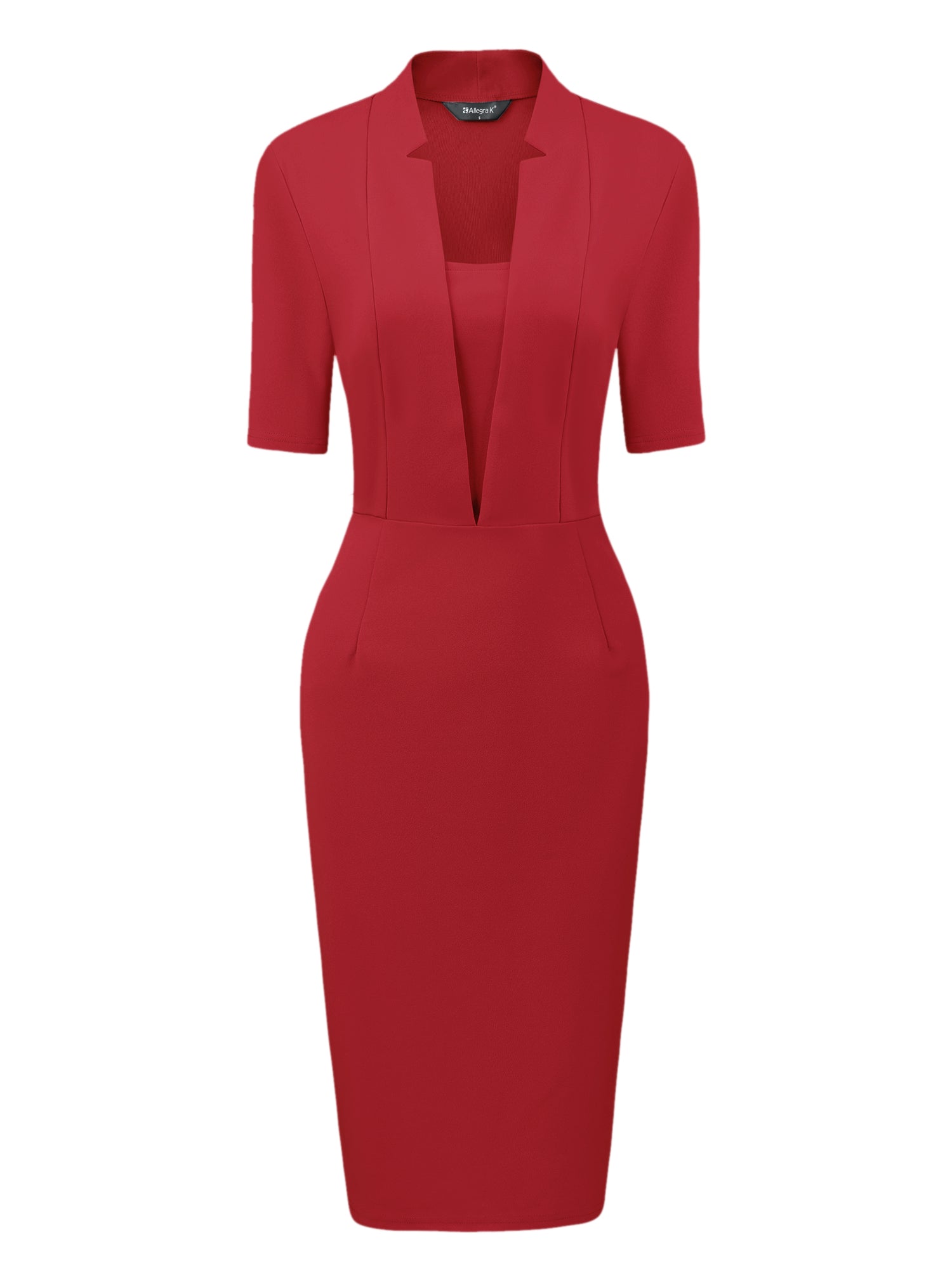 Formal Pencil V Neck Short Sleeve Office Bodycon Sheath Dress