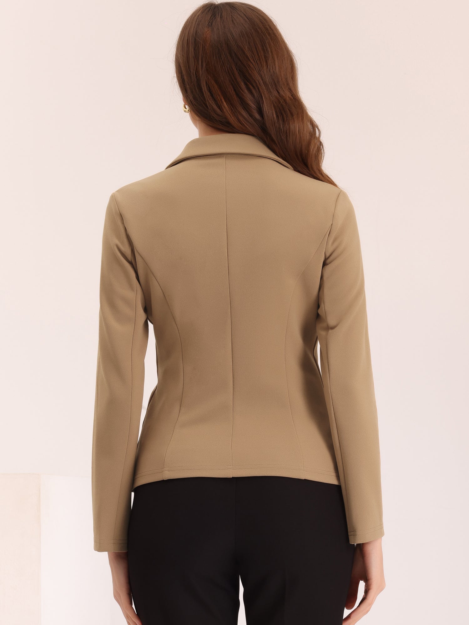 Solid Work Office Lapel Collar Stretch Jacket Suit Blazer