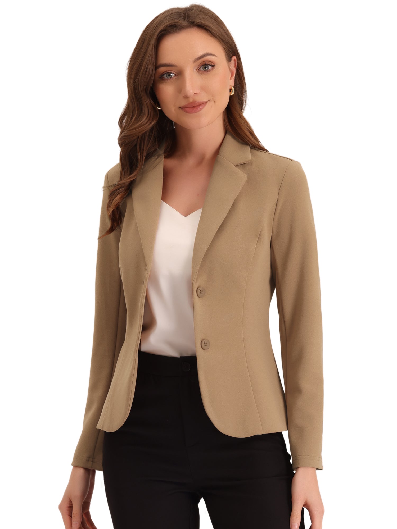 Solid Work Office Lapel Collar Stretch Jacket Suit Blazer