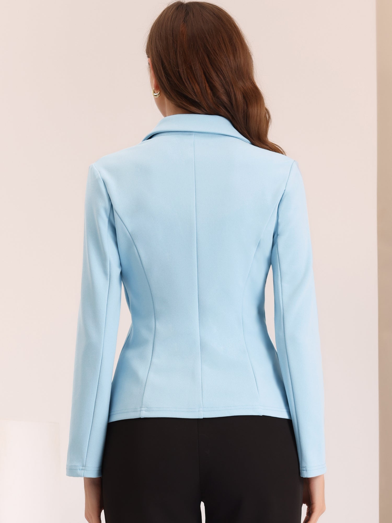 Notched Lapel Collar Stretch Work Office Workwear Jacket Blazer