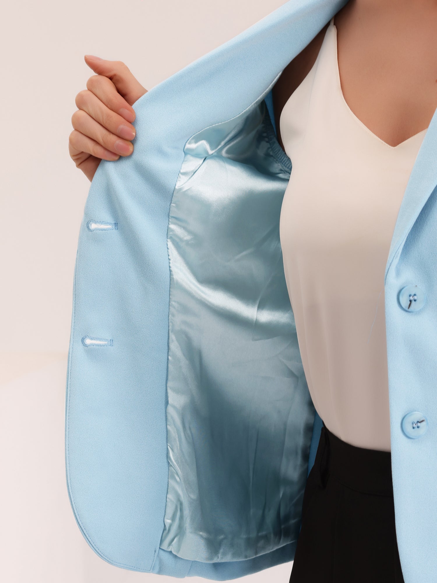 Notched Lapel Collar Stretch Work Office Workwear Jacket Blazer