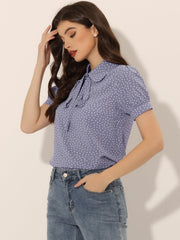 Retro Dots Bow Tie Peter Pan Collar Chiffon Blouse